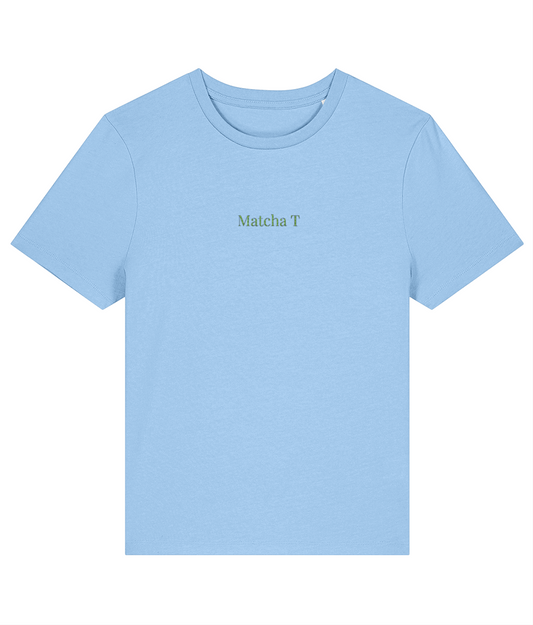 Matcha T embroidered women's t-shirt in blue soul