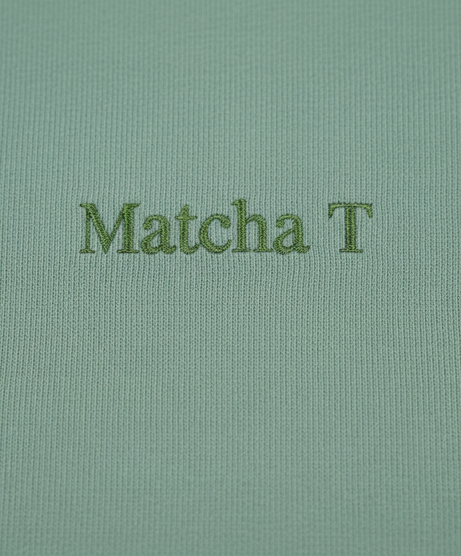 Matcha T embroidery close-up