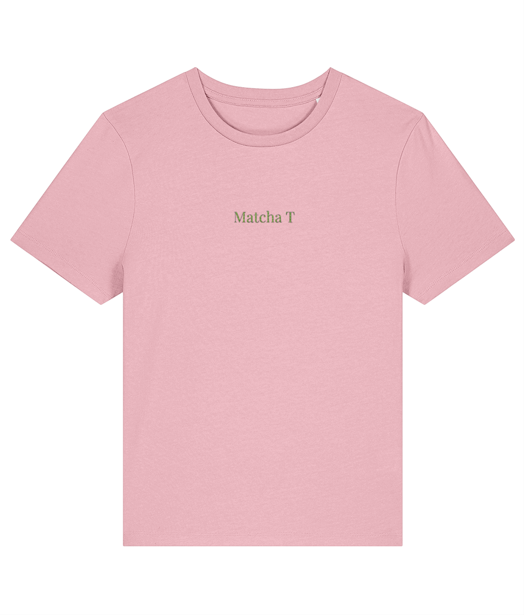 Matcha T embroidered women's t-shirt in cotton pink
