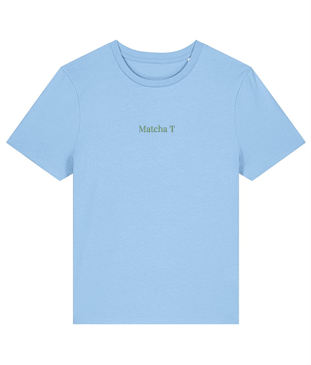 Matcha T embroidered women's t-shirt in blue soul