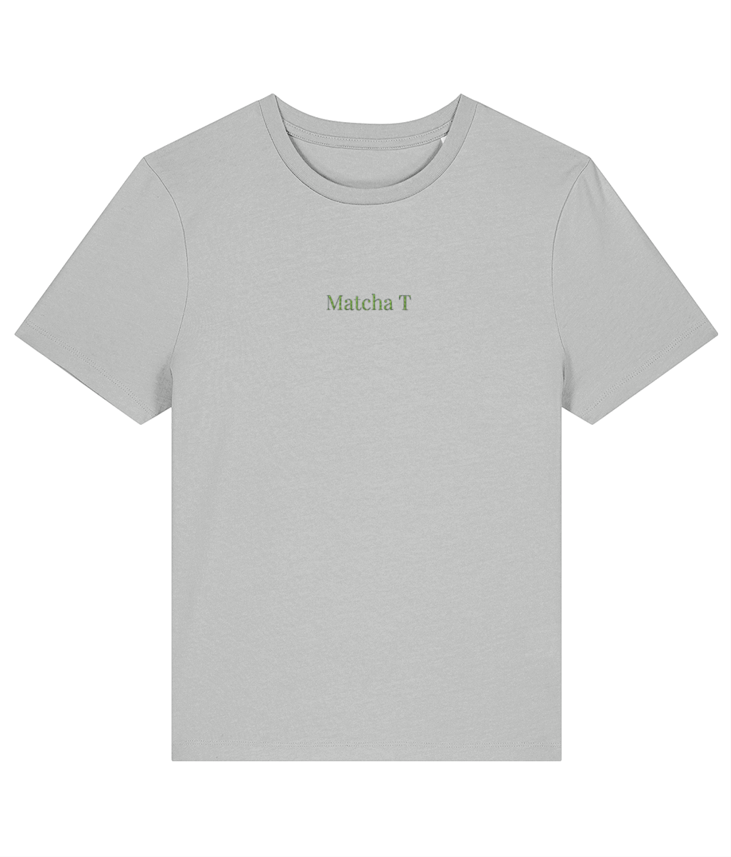 Matcha T embroidered women's t-shirt in heather grey
