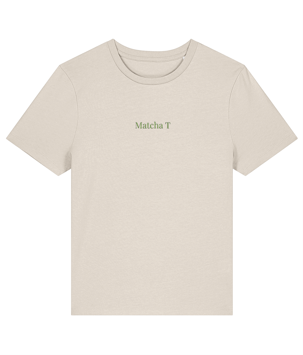Matcha T embroidered women's t-shirt in natural/raw