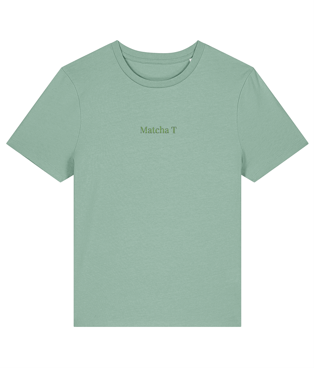 Matcha T embroidered women's t-shirt in aloe green
